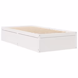 vidaXL Bed Frame Home Bed Base Bedstead Mattress Foundation Solid Wood Pine - white, 75 x 190 cm - Additional view 5