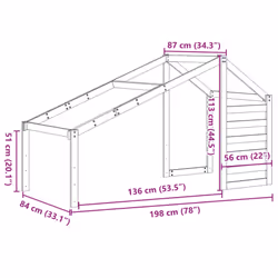 vidaXL Kids' Bed Roof Bed Canopy Bed Rooftop 198x87x113 cm Solid Wood Pine - Additional view 8