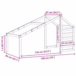 vidaXL Kids' Bed Roof Kids Bed Canopy Wax Brown 198x87x113 cm Solid Wood Pine - Additional view 8