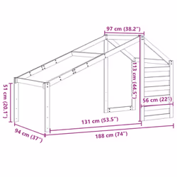 vidaXL Kids' Bed Roof Bed Canopy Bed Rooftop 188x97x113 cm Solid Wood Pine - Additional view 8