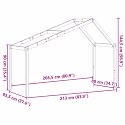 vidaXL Kids' Bed Roof Bed Canopy Bed Rooftop 213x95.5x144.5 cm Solid Wood Pine - Additional view 3