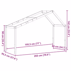 vidaXL Kids' Bed Roof Bed Canopy Bed Rooftop 203x95.5x142 cm Solid Wood Pine - Additional view 3