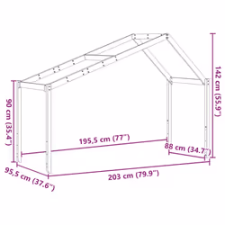 vidaXL Kids' Bed Roof Bed Canopy Rooftop White 203x95.5x142 cm Solid Wood Pine - Additional view 8