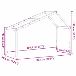 vidaXL Kids' Bed Roof Bed Canopy Wax Brown 203x80.5x142 cm Solid Wood Pine - Additional view 8
