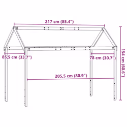 vidaXL Kids' Bed Roof Bed Canopy Bed Rooftop 217x85.5x154 cm Solid Wood Pine - Additional view 3