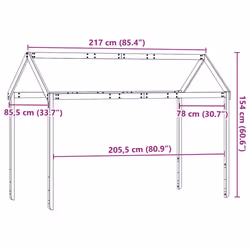 vidaXL Kids' Bed Roof Bed Canopy Rooftop White 217x85.5x154 cm Solid Wood Pine - Additional view 3
