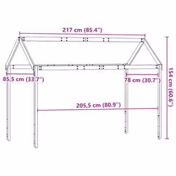 vidaXL Kids' Bed Roof Bed Canopy Wax Brown 217x85.5x154 cm Solid Wood Pine - Additional view 3