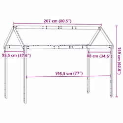 vidaXL Kids' Bed Roof Bed Canopy Bed Rooftop 207x95.5x159 cm Solid Wood Pine