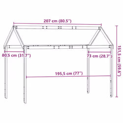 vidaXL Kids' Bed Roof Bed Canopy Bed Rooftop 207x80.5x151.5 cm Solid Wood Pine - Additional view 3