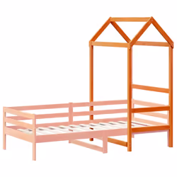 vidaXL Kids' Bed Roof Bed Canopy Wax Brown 108x70x176.5 cm Solid Wood Pine - Additional view 2