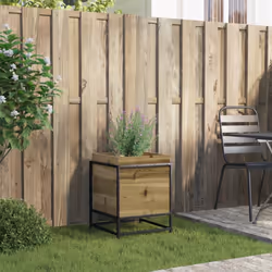 vidaXL Garden Planter Outdoor Flower Pot Planter Pot Wax Brown Solid Wood Pine - impregnated pine, 40 x 40 x 50 cm - Additional view 2