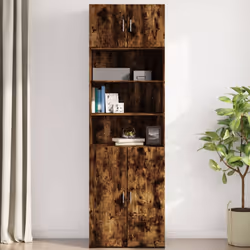 vidaXL Wall Cabinet Bathroom Shelf Wall Hanging Cabinet Black Engineered Wood - smoked oak