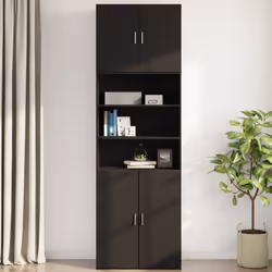 vidaXL Wall Cabinet Bathroom Wall Hanging Cabinet Engineered Wood - black