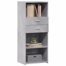 vidaXL Highboard Sideboard Cabinet Storage Cupboard Brown Oak Engineered Wood - concrete grey