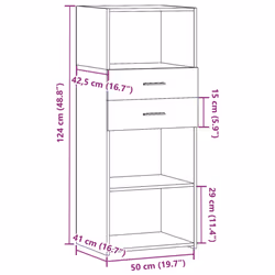 vidaXL Highboard Sideboard Cabinet Storage Cupboard Brown Oak Engineered Wood - concrete grey