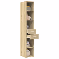 vidaXL Highboard Sideboard Cabinet Storage Cupboard White Engineered Wood - sonoma oak