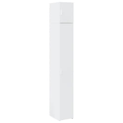 vidaXL Slim Storage Cabinet Highboard Sideboard Concrete Grey Engineered Wood - white