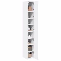 vidaXL Slim Storage Cabinet Highboard Sideboard Concrete Grey Engineered Wood - white
