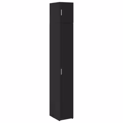 vidaXL Slim Storage Cabinet Highboard Sideboard Concrete Grey Engineered Wood - black