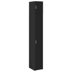 vidaXL Slim Storage Cabinet Highboard Sideboard Concrete Grey Engineered Wood - black