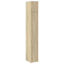 vidaXL Slim Storage Cabinet Highboard Sideboard Concrete Grey Engineered Wood - sonoma oak