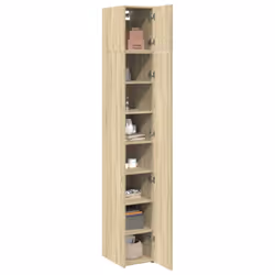 vidaXL Slim Storage Cabinet Highboard Sideboard Concrete Grey Engineered Wood - sonoma oak - Additional view 2