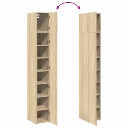 vidaXL Slim Storage Cabinet Highboard Sideboard Concrete Grey Engineered Wood - sonoma oak - Additional view 8