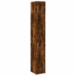 vidaXL Slim Storage Cabinet Highboard Sideboard Concrete Grey Engineered Wood - smoked oak