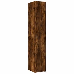 vidaXL Slim Storage Cabinet Highboard Sideboard Concrete Grey Engineered Wood - smoked oak - Additional view 5