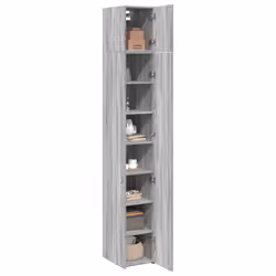 vidaXL Slim Storage Cabinet Highboard Sideboard Concrete Grey Engineered Wood - grey sonoma