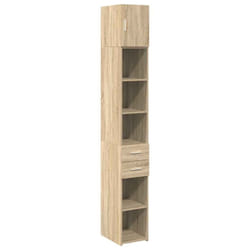 vidaXL Slim Storage Cabinet Highboard Sideboard Concrete Grey Engineered Wood - sonoma oak