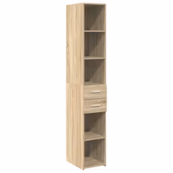 vidaXL Slim Storage Cabinet Highboard Sideboard Concrete Grey Engineered Wood - sonoma oak - Additional view 5