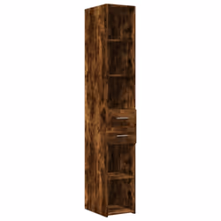 vidaXL Slim Storage Cabinet Highboard Sideboard Concrete Grey Engineered Wood - smoked oak - Additional view 5