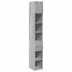 vidaXL Slim Storage Cabinet Highboard Sideboard Concrete Grey Engineered Wood - grey sonoma