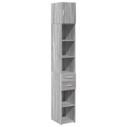 vidaXL Slim Storage Cabinet Highboard Sideboard Concrete Grey Engineered Wood - grey sonoma