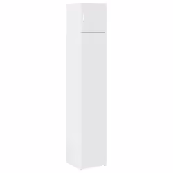 vidaXL Slim Storage Cabinet Hall Side Cabinet Sideboard Black Engineered Wood - white