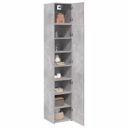 vidaXL Slim Storage Cabinet Hall Side Cabinet Sideboard Black Engineered Wood - concrete grey