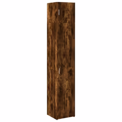 vidaXL Slim Storage Cabinet Hall Side Cabinet Sideboard Black Engineered Wood - smoked oak