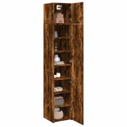 vidaXL Slim Storage Cabinet Hall Side Cabinet Sideboard Black Engineered Wood - smoked oak