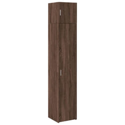 vidaXL Slim Storage Cabinet Hall Side Cabinet Sideboard Black Engineered Wood - brown oak