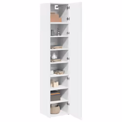 vidaXL Slim Storage Cabinet Hall Side Cabinet Sideboard Black Engineered Wood - white