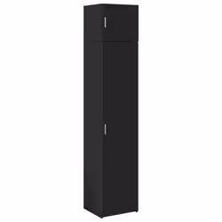 vidaXL Slim Storage Cabinet Hall Side Cabinet Sideboard Black Engineered Wood - black
