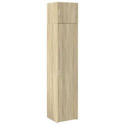 vidaXL Slim Storage Cabinet Hall Side Cabinet Sideboard Black Engineered Wood - sonoma oak