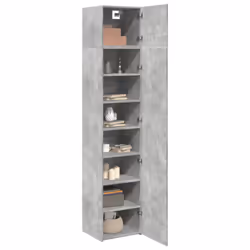vidaXL Slim Storage Cabinet Hall Side Cabinet Sideboard Black Engineered Wood - concrete grey