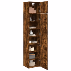 vidaXL Slim Storage Cabinet Hall Side Cabinet Sideboard Black Engineered Wood - smoked oak