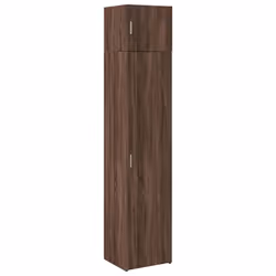 vidaXL Slim Storage Cabinet Hall Side Cabinet Sideboard Black Engineered Wood - brown oak