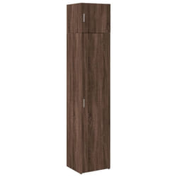 vidaXL Slim Storage Cabinet Hall Side Cabinet Sideboard Black Engineered Wood - brown oak