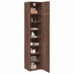 vidaXL Slim Storage Cabinet Hall Side Cabinet Sideboard Black Engineered Wood - brown oak