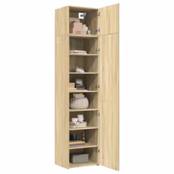 vidaXL Slim Storage Cabinet Highboard Sideboard Concrete Grey Engineered Wood - sonoma oak