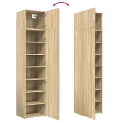 vidaXL Slim Storage Cabinet Highboard Sideboard Concrete Grey Engineered Wood - sonoma oak - Additional view 8